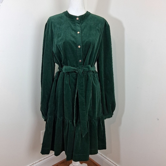 Draper James RSVP Dark Green Corduroy Button Shirt Dress Size XXL NWT - Picture 12 of 13